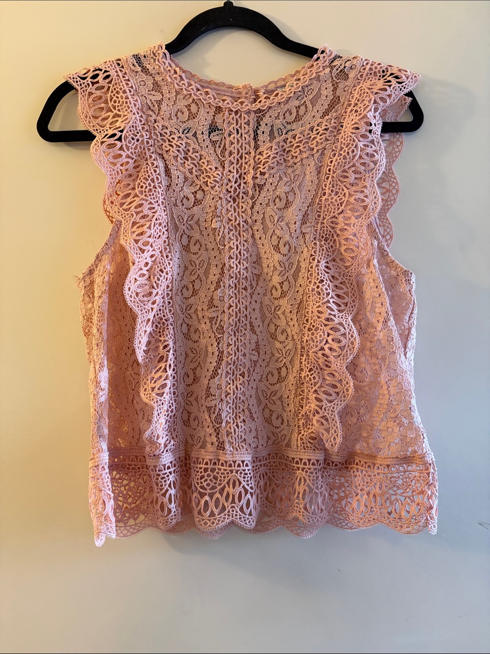 Lace Ruffle Sleeveless Camisole in Blush Pink